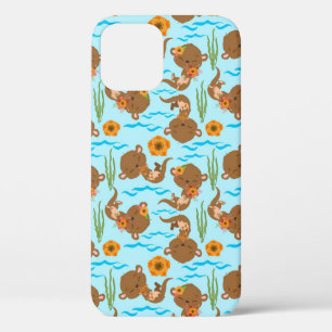 Otterfamilie Oranje Bloemen Bloemrijk Waterdier Case-Mate iPhone Case