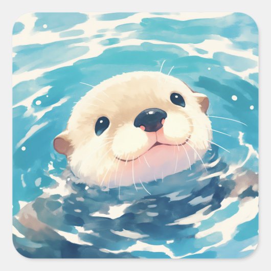 Otterfantastisch Waterpretje Vierkante Sticker (Voorkant)