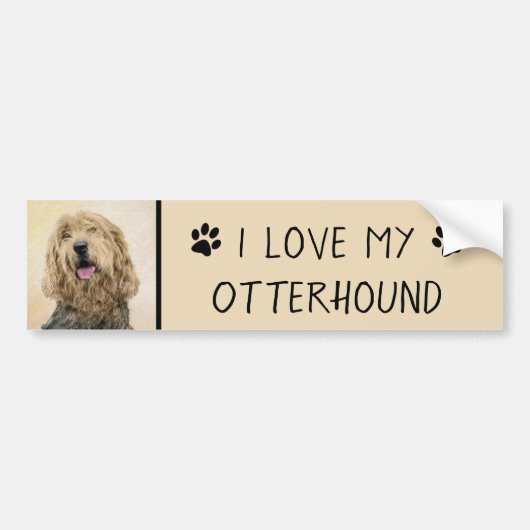 Otterhondschildering - Kute Original Dog Art Bumpersticker (Voorkant)