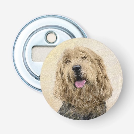 Otterhondschildering - Kute Original Dog Art Button Flesopener (Voorkant)