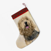 Otterhondschildering - Kute Original Dog Art Kleine Kerstsok (Achterkant (Hangend))