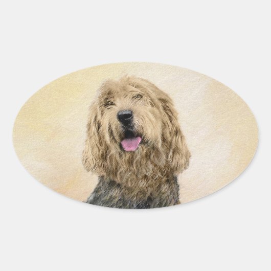 Otterhondschildering - Kute Original Dog Art Ovale Sticker (Voorkant)