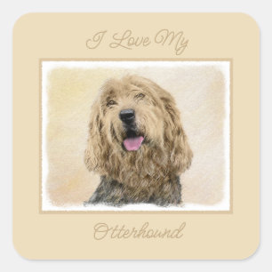 Otterhondschildering - Kute Original Dog Art Squar Vierkante Sticker