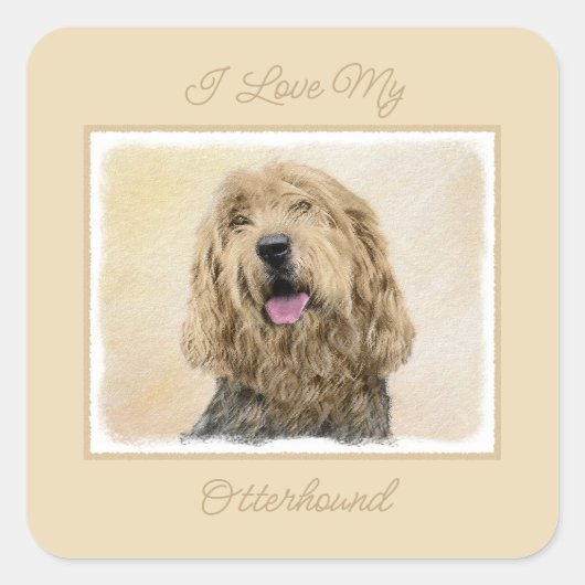 Otterhondschildering - Kute Original Dog Art Squar Vierkante Sticker (Voorkant)