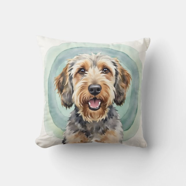 Otterhound Aquarel Water Rimpel Kunst Kussen (Voorkant)