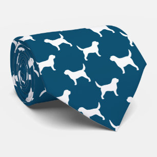 Otterhound Dog Silhouettes Pattern Blue and White Stropdas