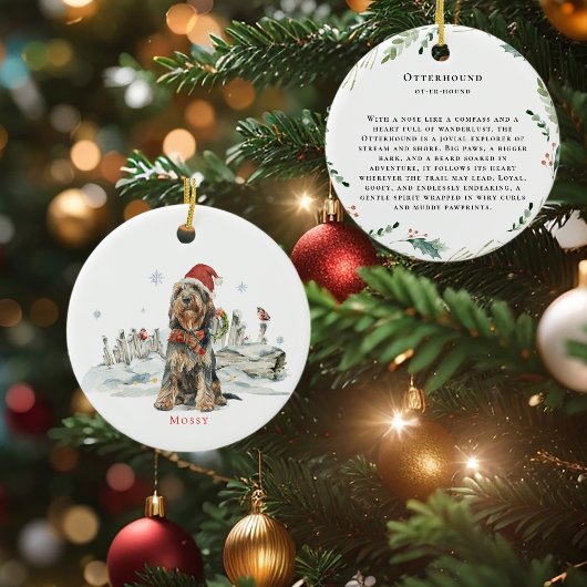 Otterhound Dog Watercolor Monogram Keramisch Ornament