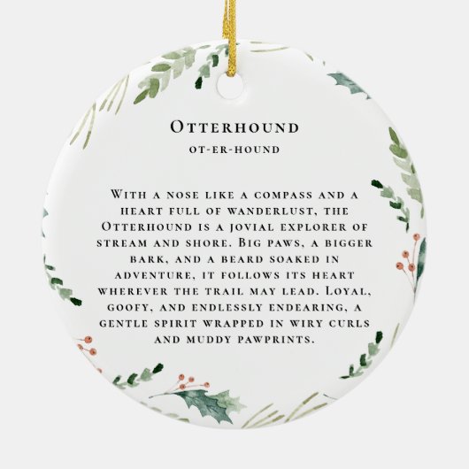 Otterhound Dog Watercolor Monogram Keramisch Ornament (Achterkant)