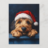 Otterhound in een kerstmuts briefkaart (Voorkant)