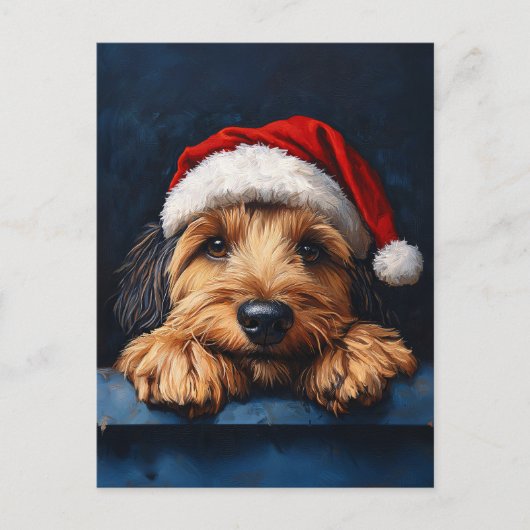 Otterhound in een kerstmuts briefkaart (Voorkant)