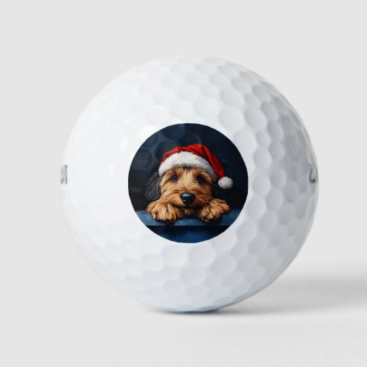 Otterhound in een kerstmuts golfballen (Voorkant)