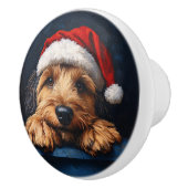 Otterhound in een kerstmuts keramische knop (Rechts)