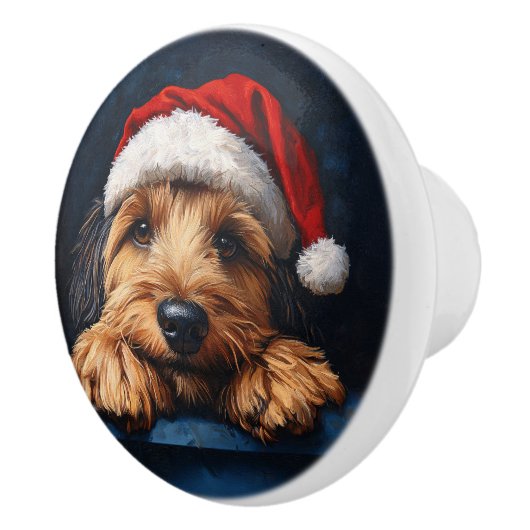 Otterhound in een kerstmuts keramische knop (Rechts)