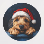 Otterhound in een kerstmuts labels (Design 2)