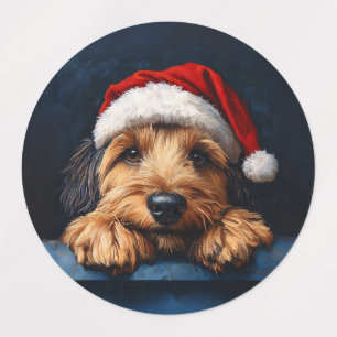 Otterhound in een kerstmuts labels
