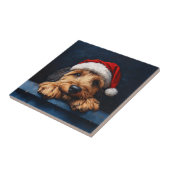 Otterhound in een kerstmuts tegeltje (Zijkant)