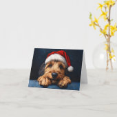 Otterhound Met Een Kerstman Hoed Kaart (Gele Bloem)