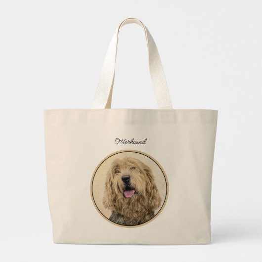 Otterhound Schilderen Zwart en Tan Originele Dog A Grote Tote Bag (Achterkant)
