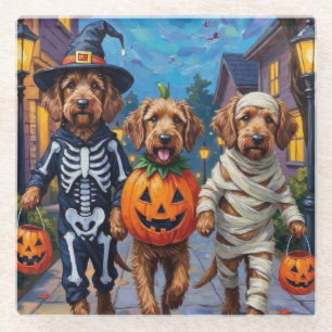 Otterhound snoep ophalen in Halloween kostuums Glazen Onderzetter