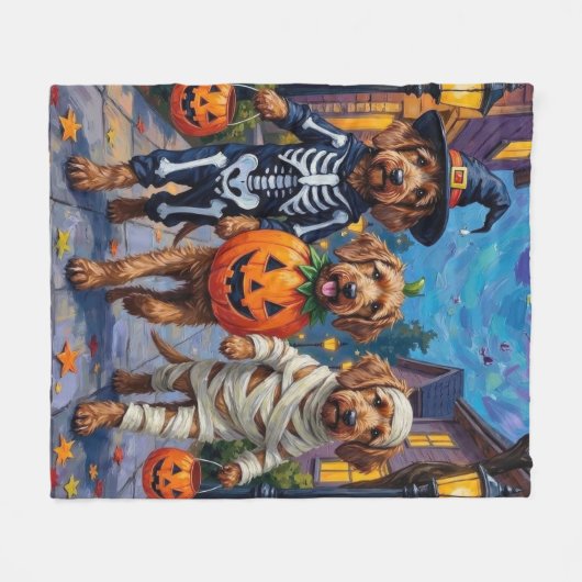 Otterhound Trick-or-Treating in Halloween kostuums Fleece Deken (Voorkant (Horizontaal))