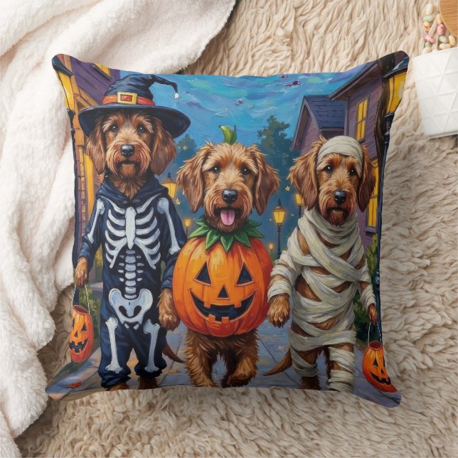 Otterhound Trick-or-Treating in Halloween kostuums Kussen (Deken)