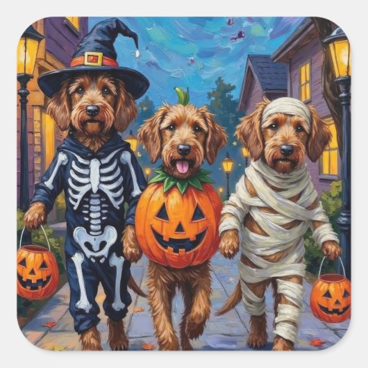 Otterhound Trick-or-Treating in Halloween kostuums Vierkante Sticker (Voorkant)