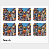 Otterhound Trick-or-Treating in Halloween kostuums Vierkante Sticker (Vel)