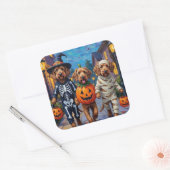 Otterhound Trick-or-Treating in Halloween kostuums Vierkante Sticker (Envelop)
