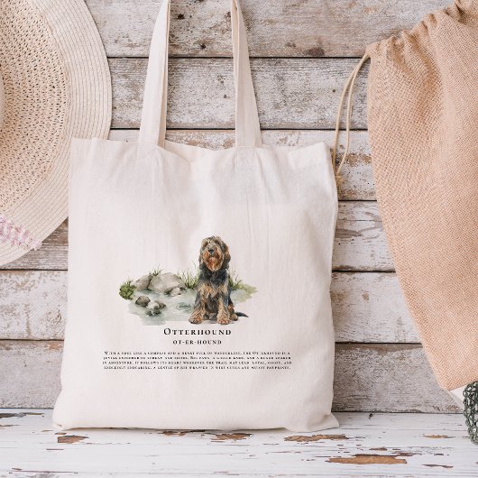 Otterhound | Watercolor Dog Breed Quote Tote Bag