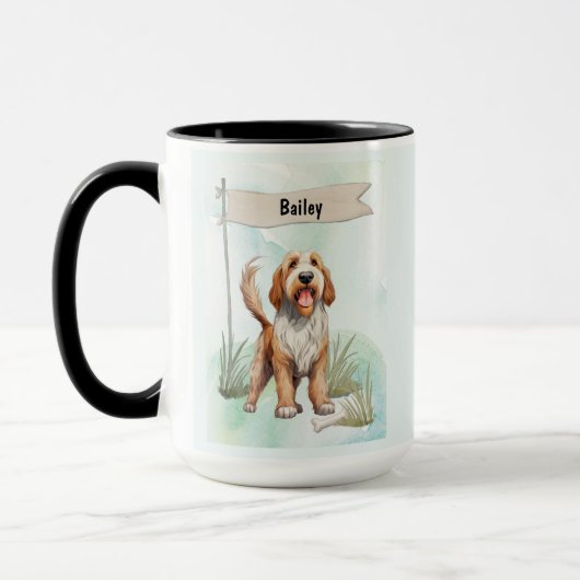 Otterhound Watercolor Personalized Dog Mok (Links)