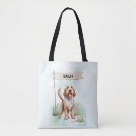 Otterhound-waterverf gepersonaliseerde hond tote bag