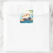 Otterlijk Luie Dag Vierkante Sticker (Tas)