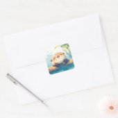 Otterlijk Luie Dag Vierkante Sticker (Envelop)