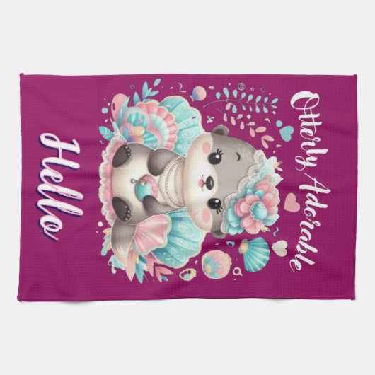 Otterlijk Schattige Kawaii Otter Theedoek (Horizontaal)