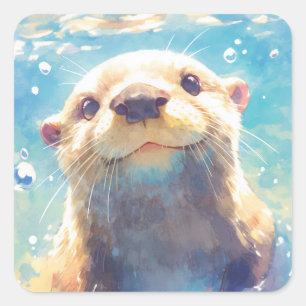 Otterlijk Verrukkelijk Een Wateravontuur Vierkante Sticker
