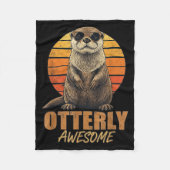 Otterly Awesome Retro Sunset Sea Otter Lover Graph Fleece Deken (Voorkant)