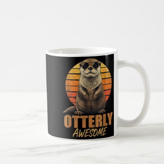 Otterly Awesome Retro Sunset Sea Otter Lover Graph Koffiemok (Rechts)