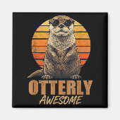 Otterly Awesome Retro Sunset Sea Otter Lover Graph Magneet (Voorkant)