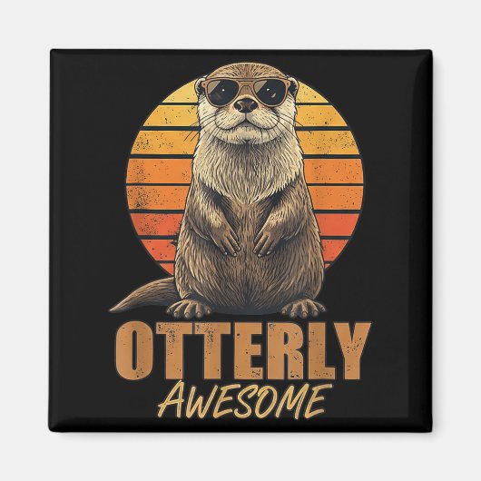 Otterly Awesome Retro Sunset Sea Otter Lover Graph Magneet (Voorkant)