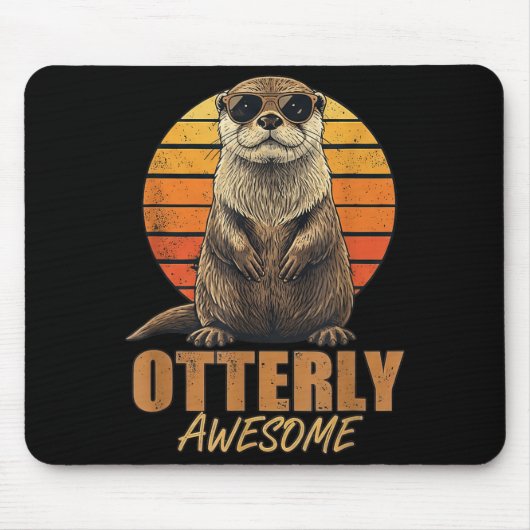 Otterly Awesome Retro Sunset Sea Otter Lover Graph Muismat (Voorkant)