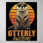 Otterly Awesome Retro Sunset Sea Otter Lover Graph Poster (Voorkant)