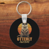 Otterly Awesome Retro Sunset Sea Otter Lover Graph Sleutelhanger (Voorkant)