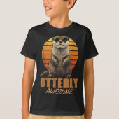 Otterly Awesome Retro Sunset Sea Otter Lover Graph T-shirt (Voorkant)