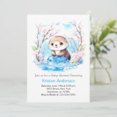 Otterly Blue Floral Boy Baby shower Kaart (Staand voorkant)