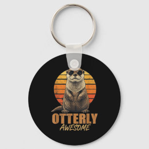 Otterly Geweldige Retro Zonsondergang Zee Otter Li Sleutelhanger