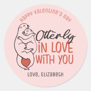 Otterly in Love Funny Cute Heart Valentijnsdag Ronde Sticker