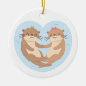 Otterly In Love With You, Cute Otter Holding Hands Keramisch Ornament (Voorkant)