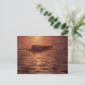 Otters die bij zonsondergang drijven met Kelp Briefkaart (Staand voorkant)