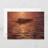 Otters die bij zonsondergang drijven met Kelp Briefkaart (Voorkant / Achterkant)