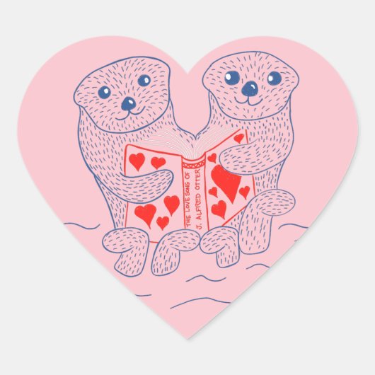 Otters die een Valentijnsdag van de Kute van het B Hart Sticker (Voorkant)